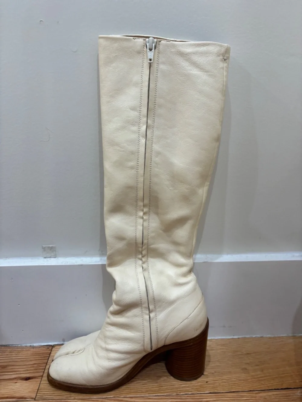 Maison Margiela White Knee-Length Tabi Boots